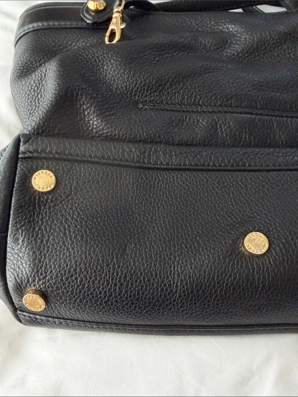 Michael Kors Black Pebbled Leather Tote with Gold Hardware